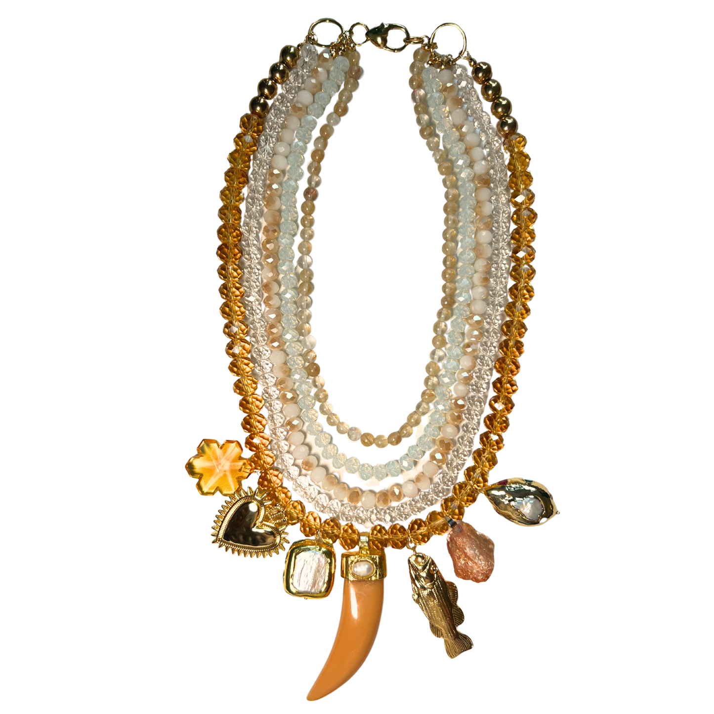 Colar Cristais Amarelos e Brancos