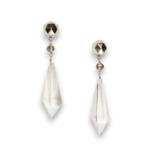 Brinco cristal pendente prata