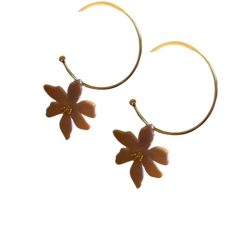 Argola Flowers Bege