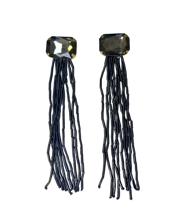 Brinco Cristal Preto e Correntes