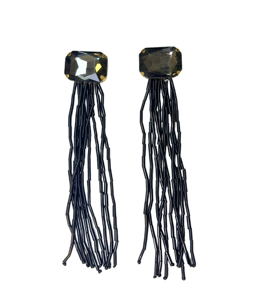 Brinco Cristal Preto e Correntes