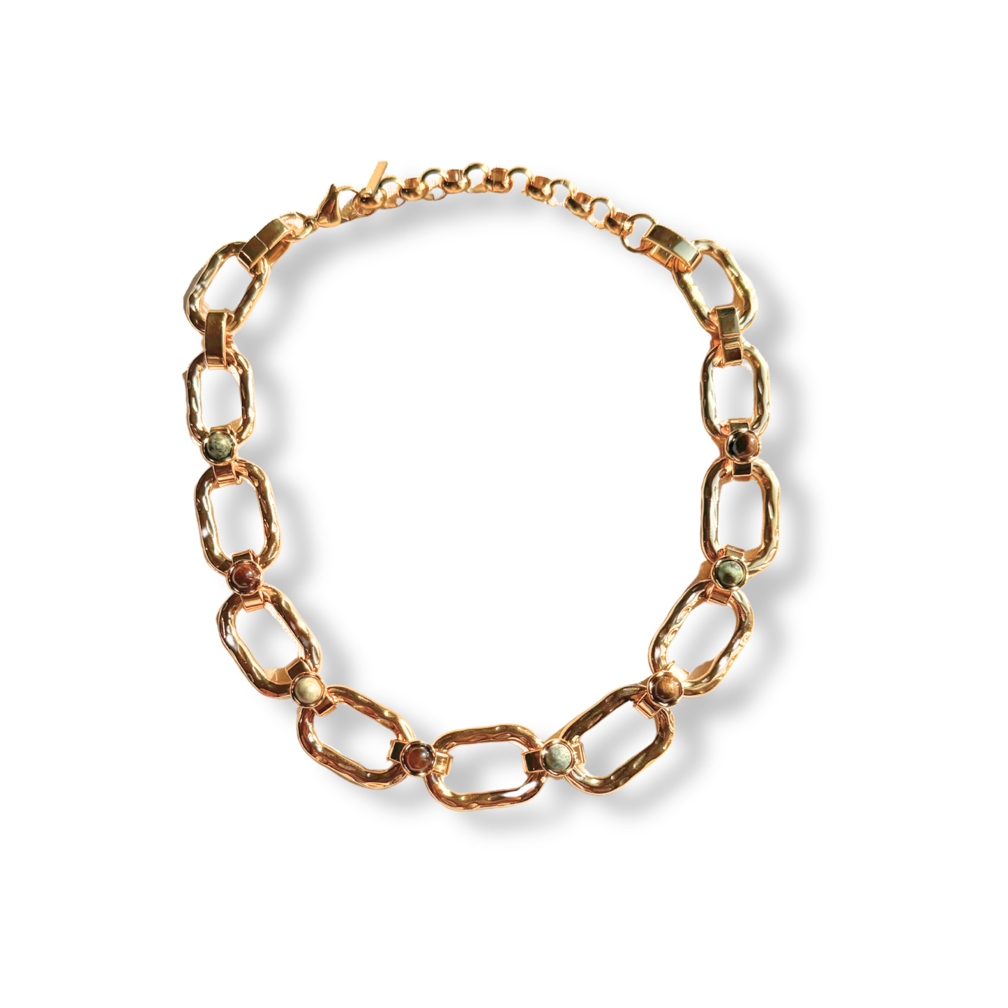 Colar Elos e Pedras Naturais