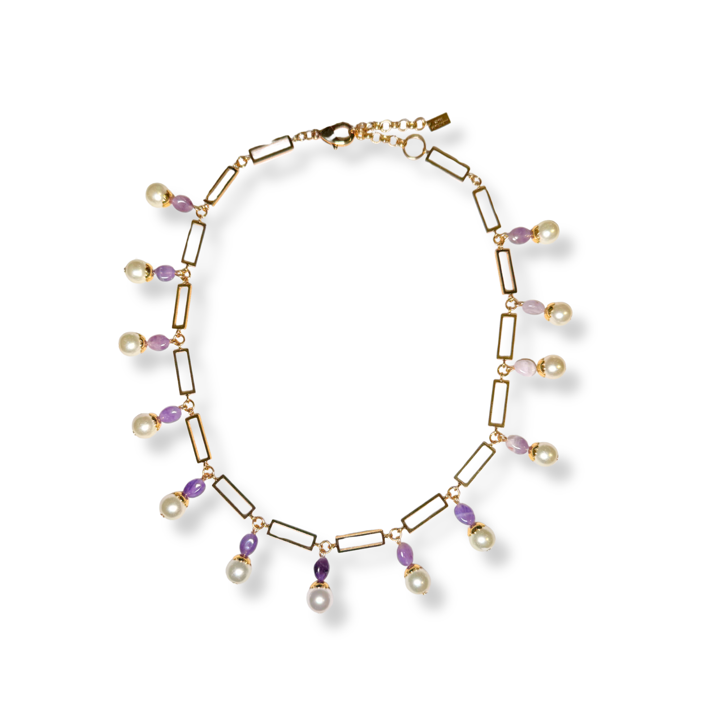 Sautoir Curto Pérolas com Ametista