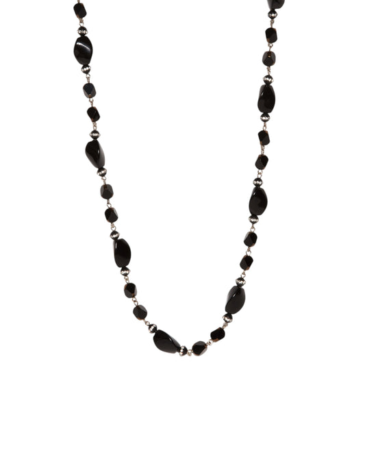 Colar longo cristal preto
