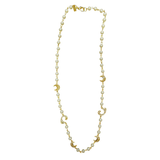 Sautoir curto de pérola com pingentes